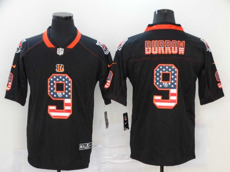 Nike Bengals 9 Joe Burrow Black USA Flag Fashion Limited Jersey,We sell and wholesale Nike Bengals 9 Joe Burrow Black USA Flag Fashion Limited Jersey on line form chian!